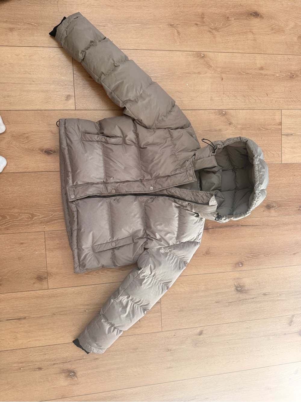 The super puff dupe in light grey- Hooded Winter puffer coat